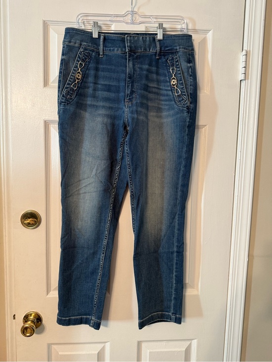 White House Black Market Denim - White House Black Market Dark Blue Straight Leg Jeans with Embellished Pockets
